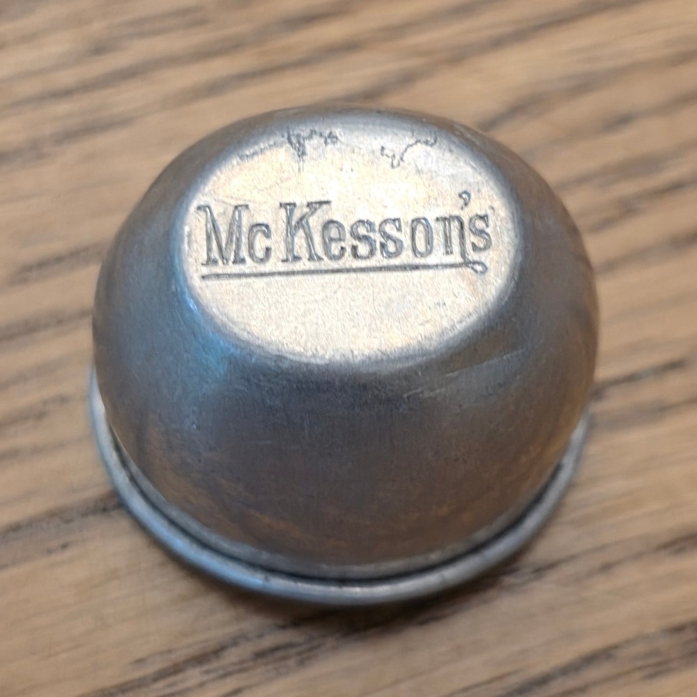 Vintage McKessons Aluminum Eye Wash Cup Antique Apothecary Medical Tool Silver